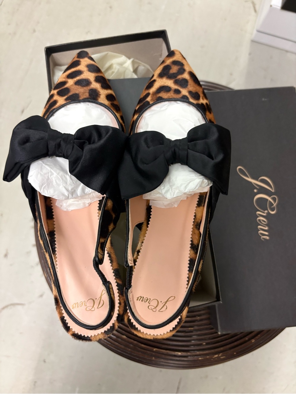 J. Crew Gwen Calf Hair Slingbacks with Bow. Size 9.5. Like New.